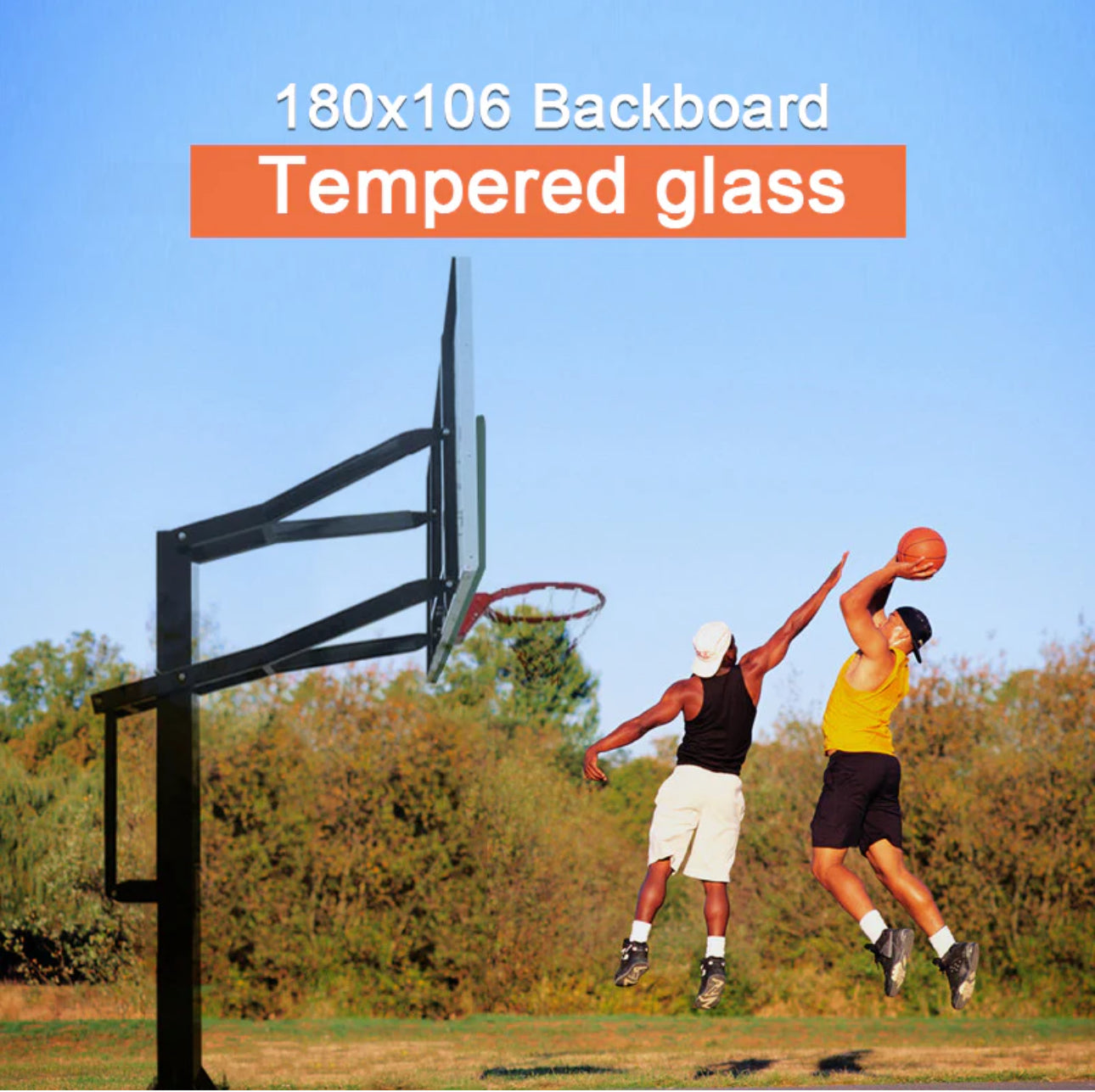 72 Inch Professional In-ground Basketball System with Hoop Tempered Glass Backboard